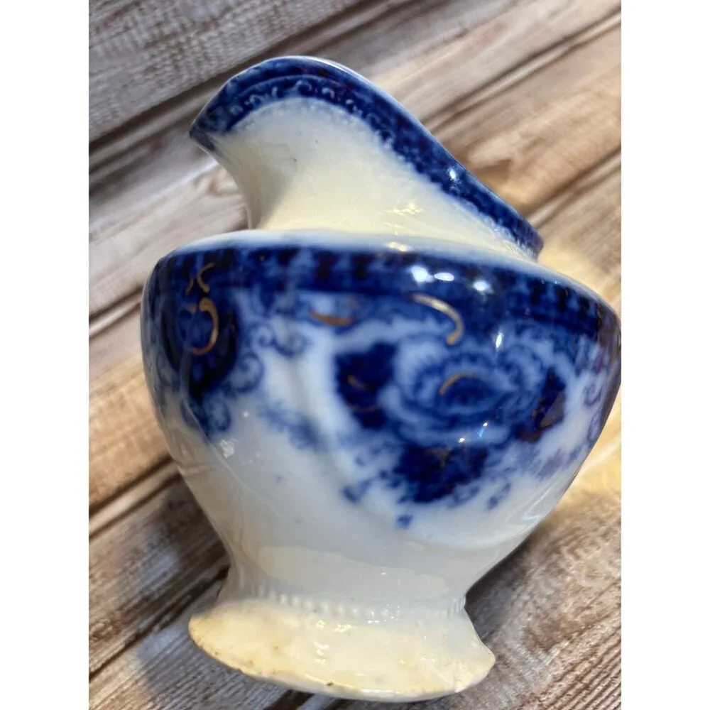 Antique Blue & White Ironstone Small Pitcher Creamer